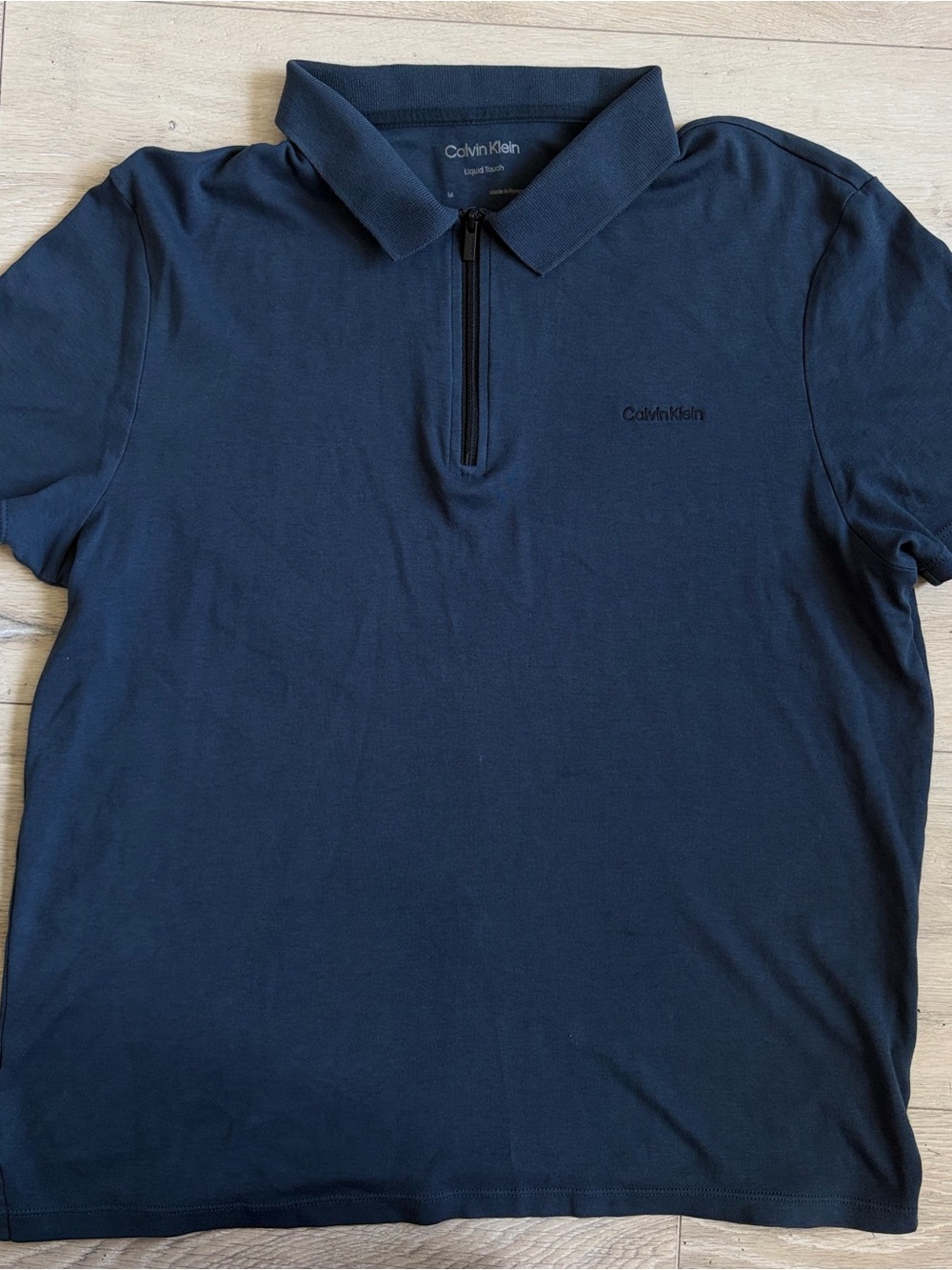 Calvin Klein Men's Dark Navy Zip-Front Polo